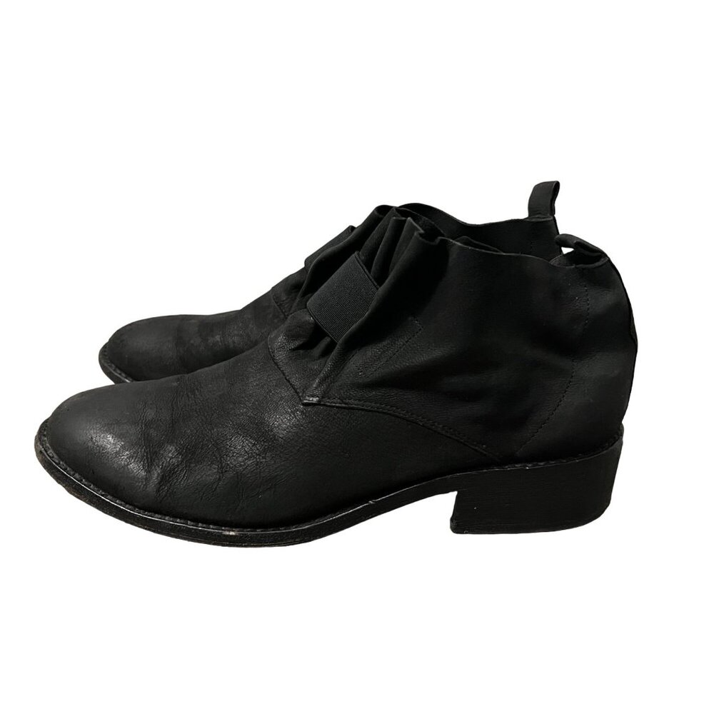 Eileen Fisher Womens Black Scrunched Ankle Nubuck Leather Ankle Boots Size 10